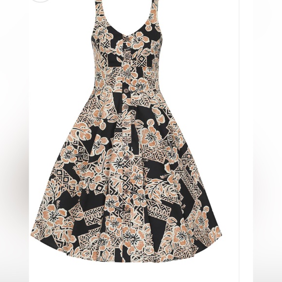 Tiki Hawaiian print 50s dress - Picture 2 of 7
